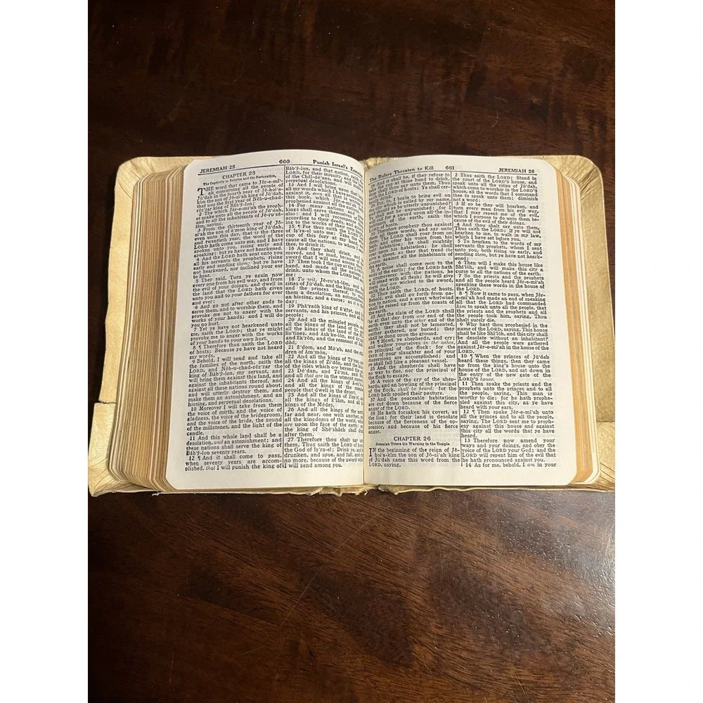 Vintage 1953 KJV Holy Bible World Publishing Illustrated White Cover Self-Pro